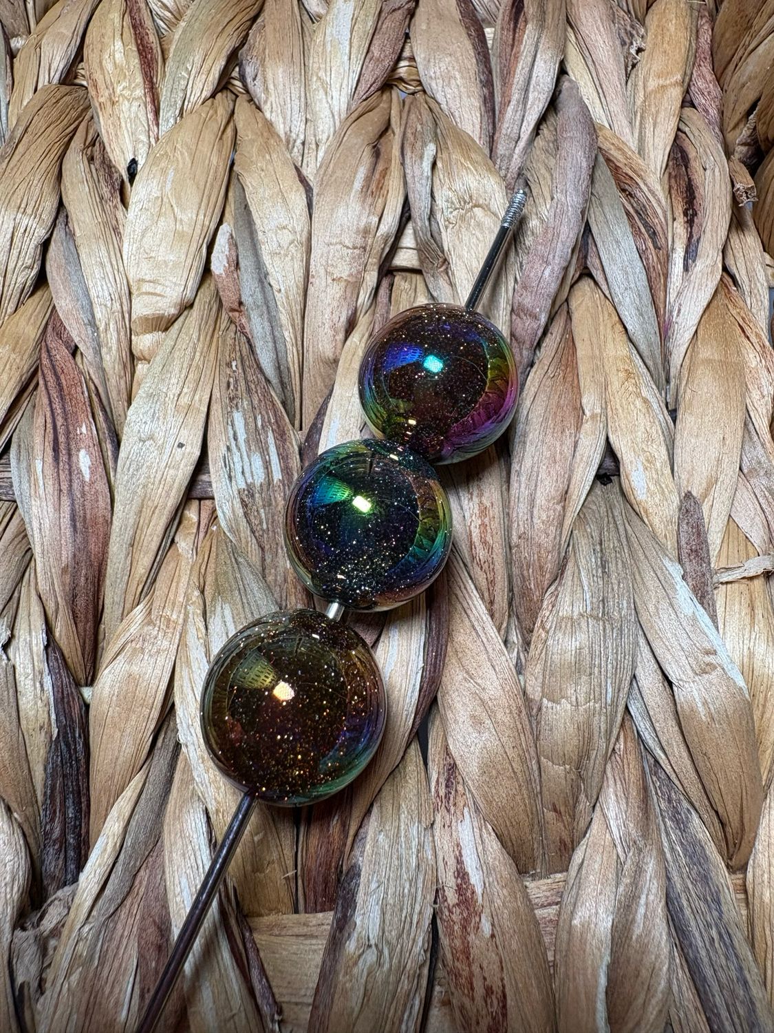 20mm Black UV Glitter Beads B260