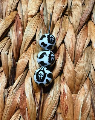 Ghost Face Printed Silicone Beads 15mm