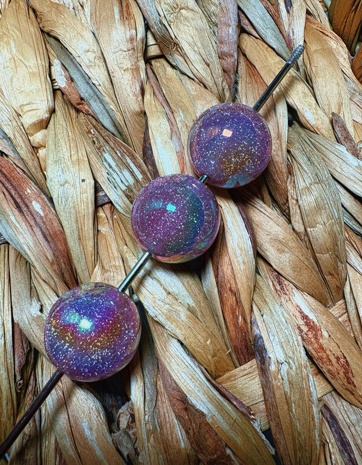 20mm Light Pink UV Glitter Beads B232