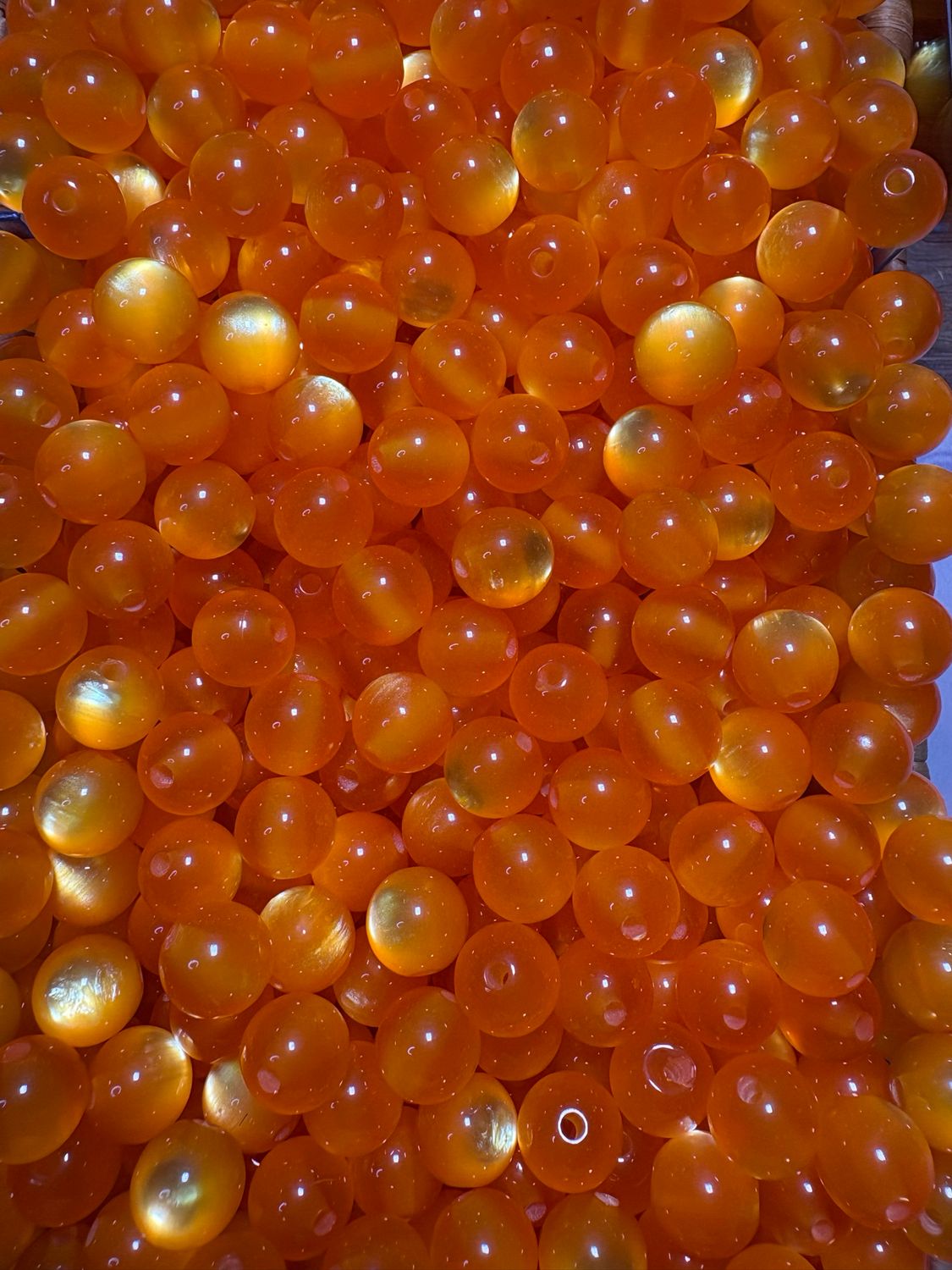 12mm Orange Cateye Beads B111