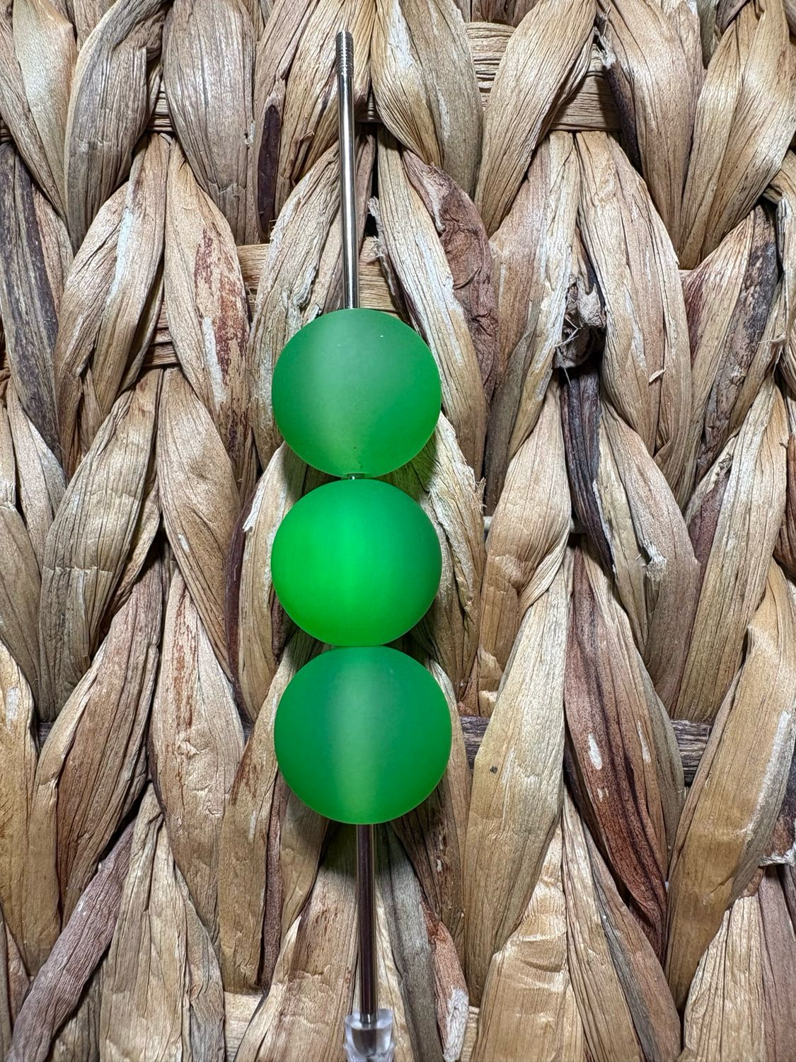 20mm Green Frosted Cateye Beads B269