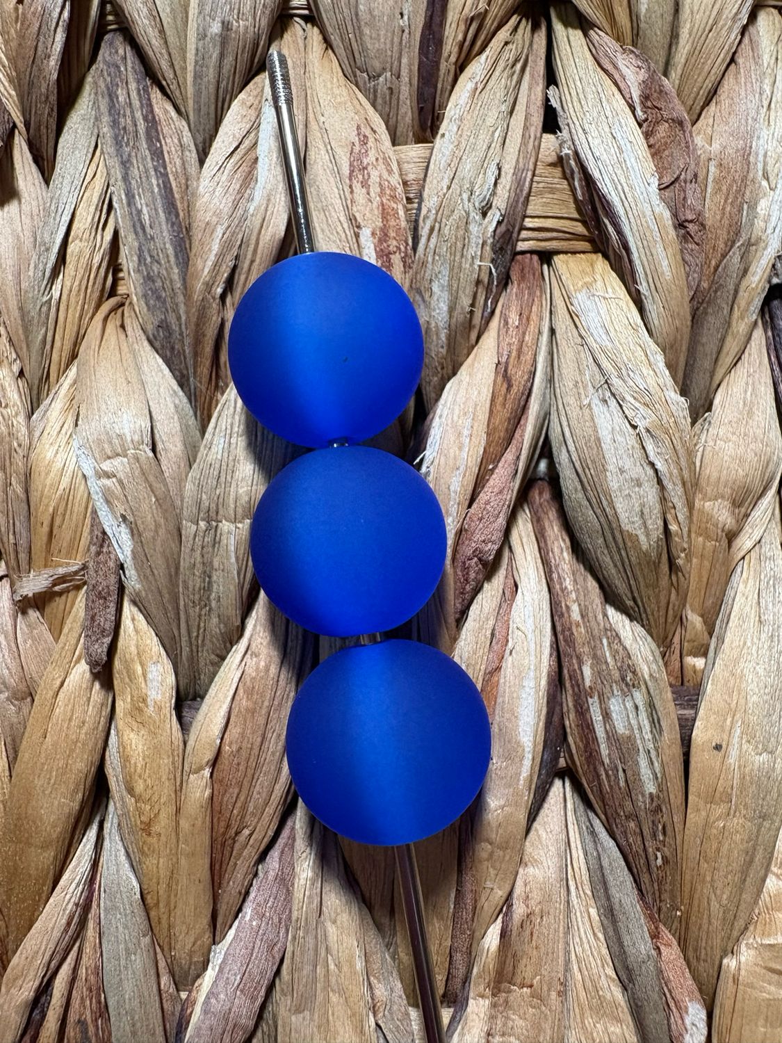 20mm Dark Blue Frosted Cateye Beads B270