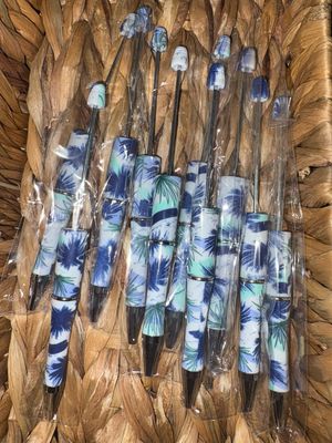 Blue Floral Printed Pen-10pack