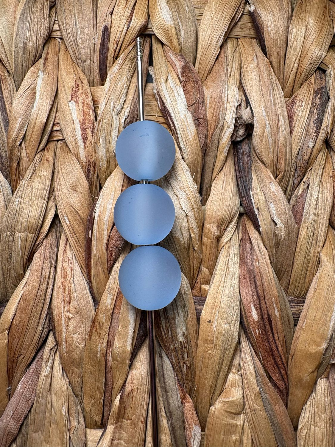 15mm Light Blue Frosted Cateye Beads B220