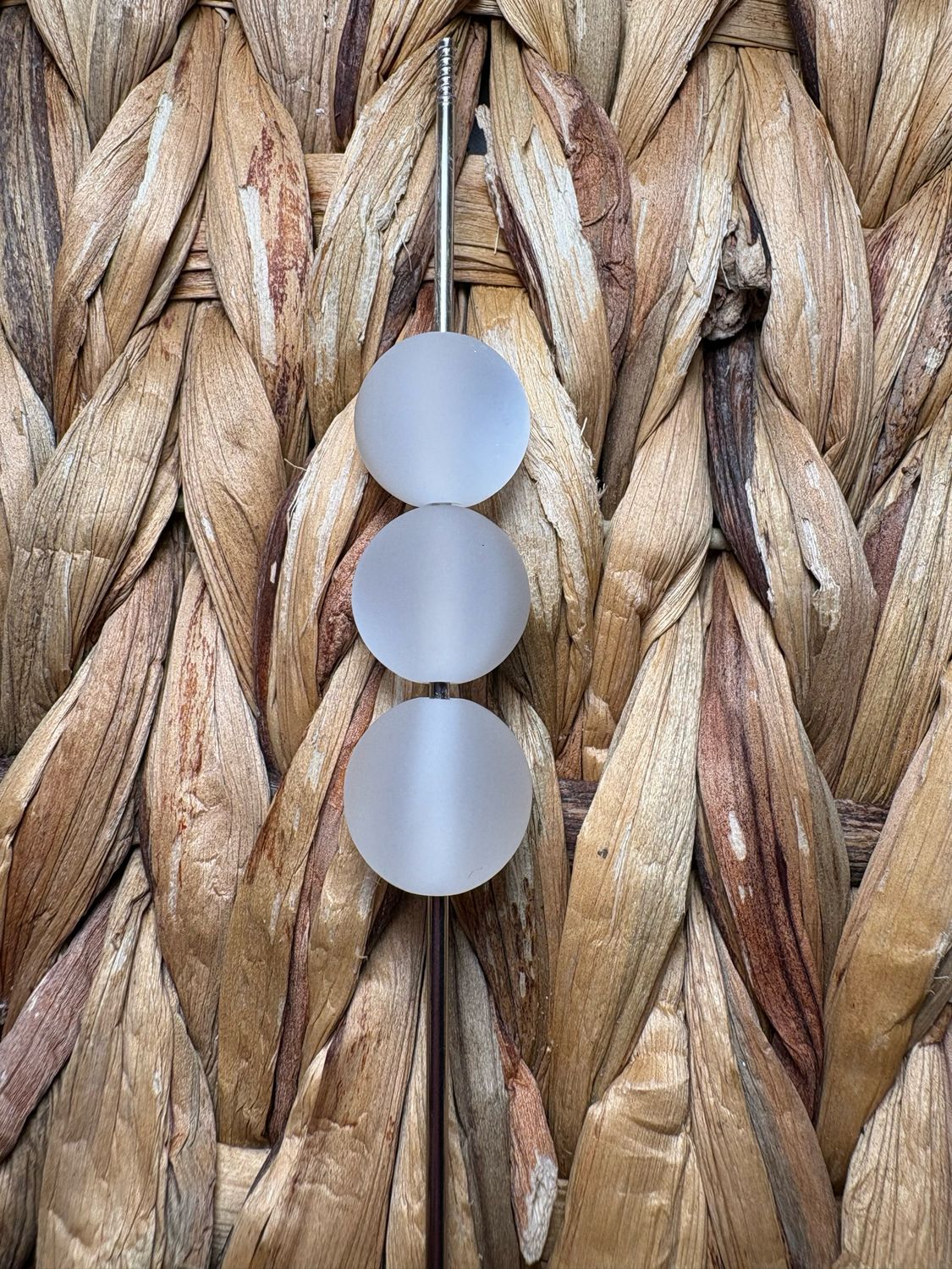 15mm White Frosted Cateye Beads B216