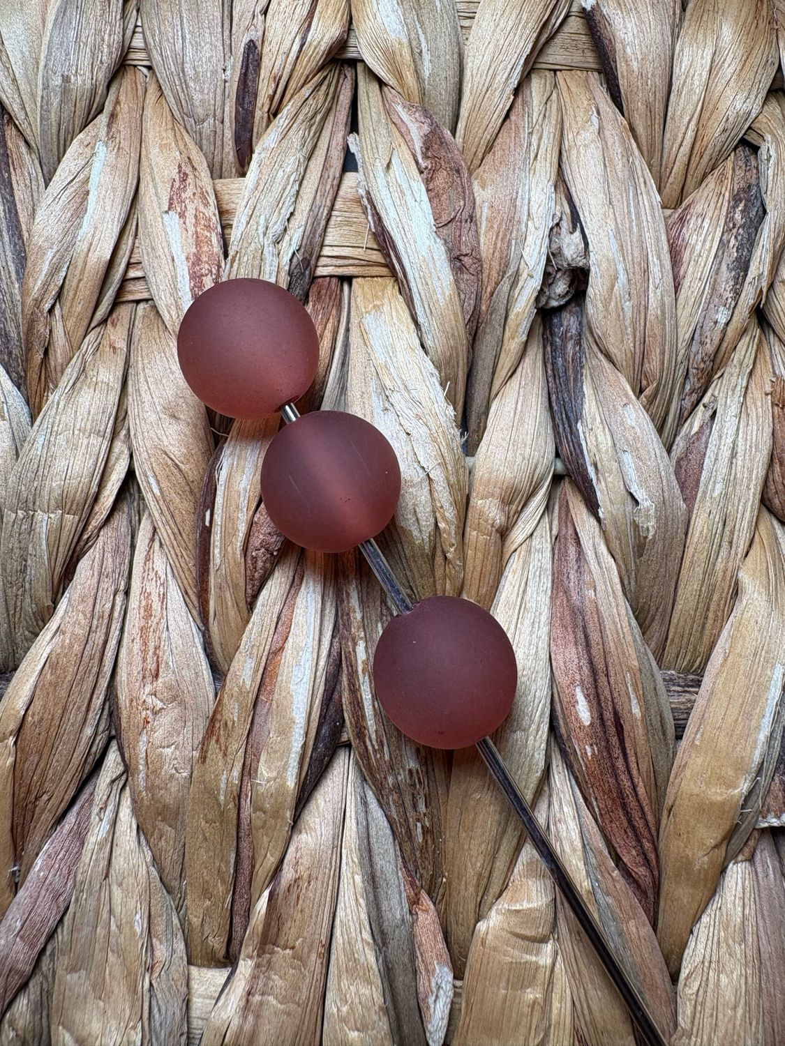 15mm Brown Frosted Cateye Beads B148