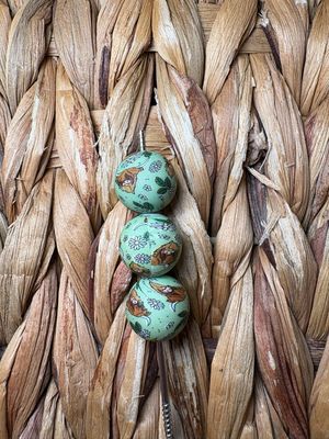 Green Highland Cow Silicone Beads 15mm SB33