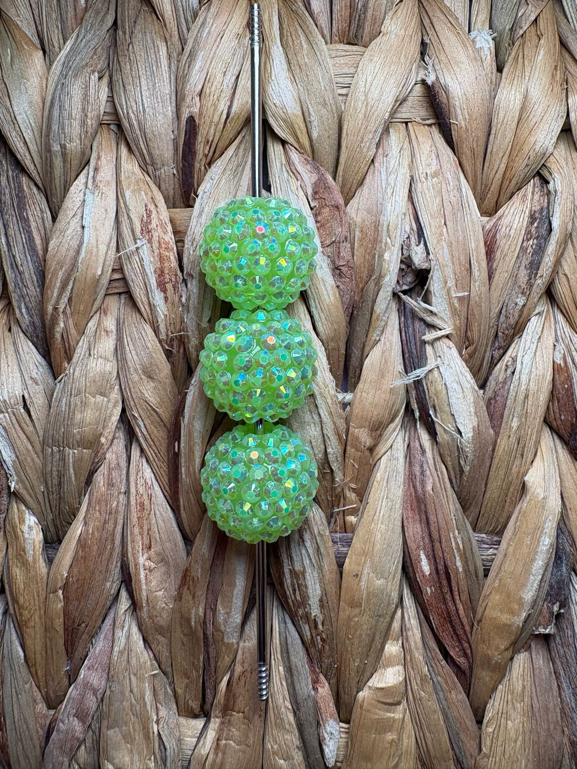 20mm Light Green Rhinestone Bead