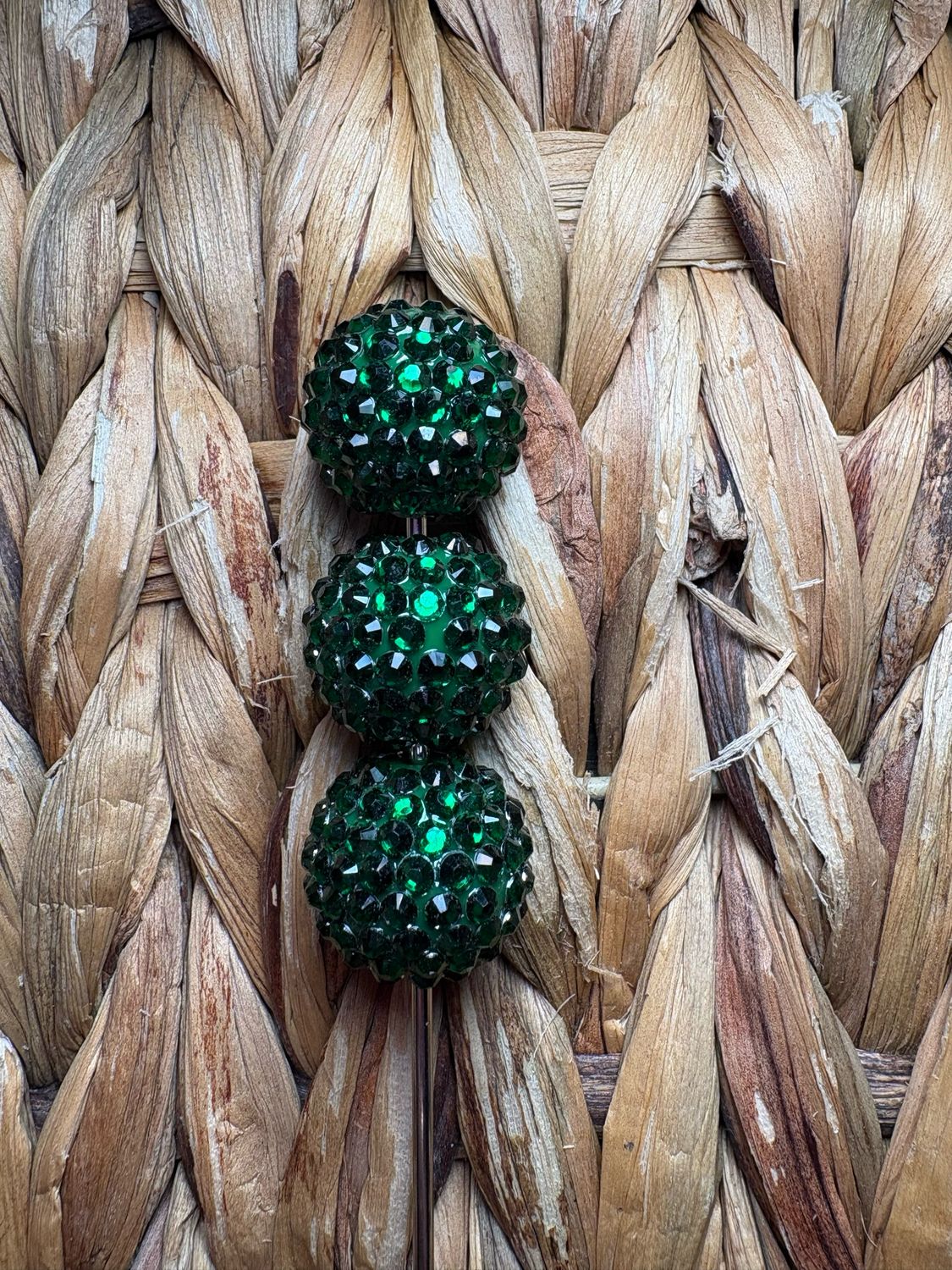 20mm Dark Green Rhinestone Bead B330