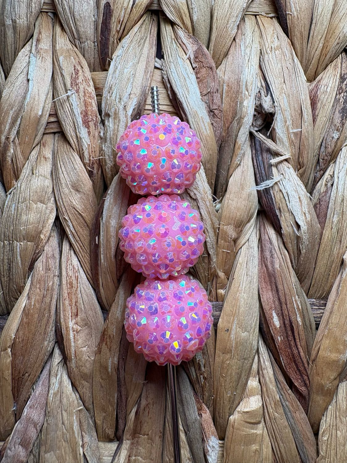 20mm Light Pink Rhinestone Bead AB B328