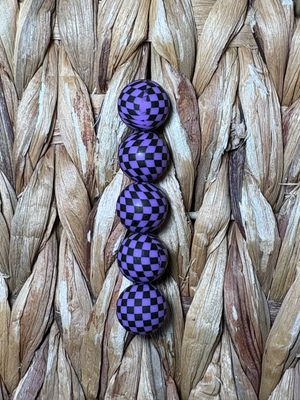 Purple Checkered Silicone Bead 15mm SB15