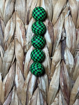 Green Checkered Silicone Bead 15mm SB16