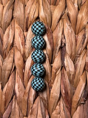 Blue Checkered Silicone Bead 15mm SB19