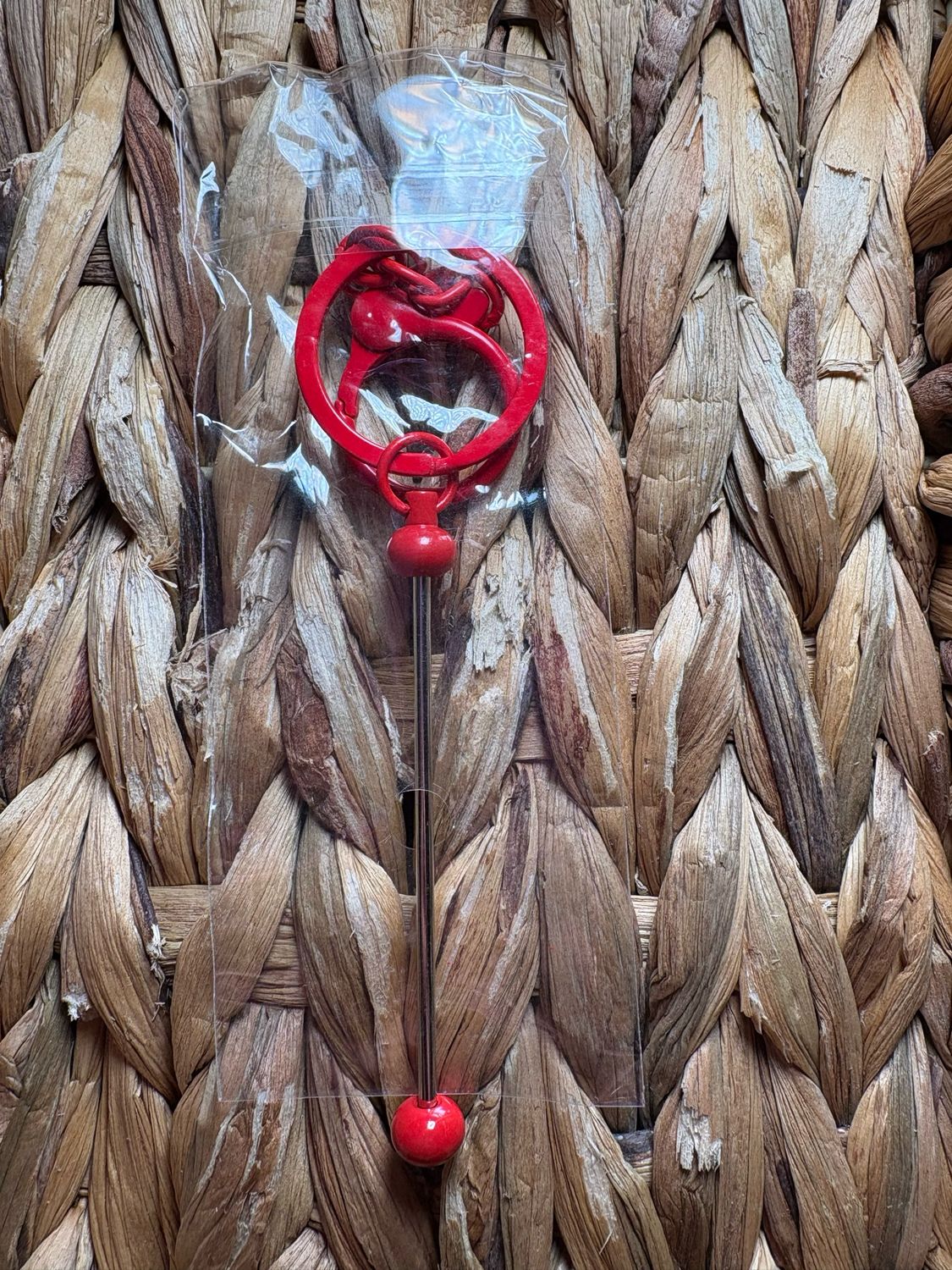 Red Beadable Keychain