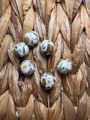 Book &amp; Coffee Silicone Printed Bead 