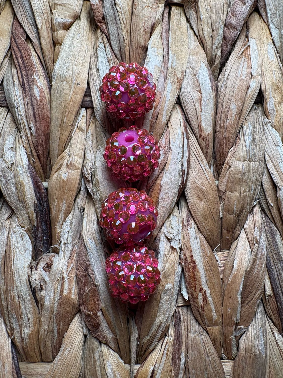 Pink 15mm Rhinestone Beads