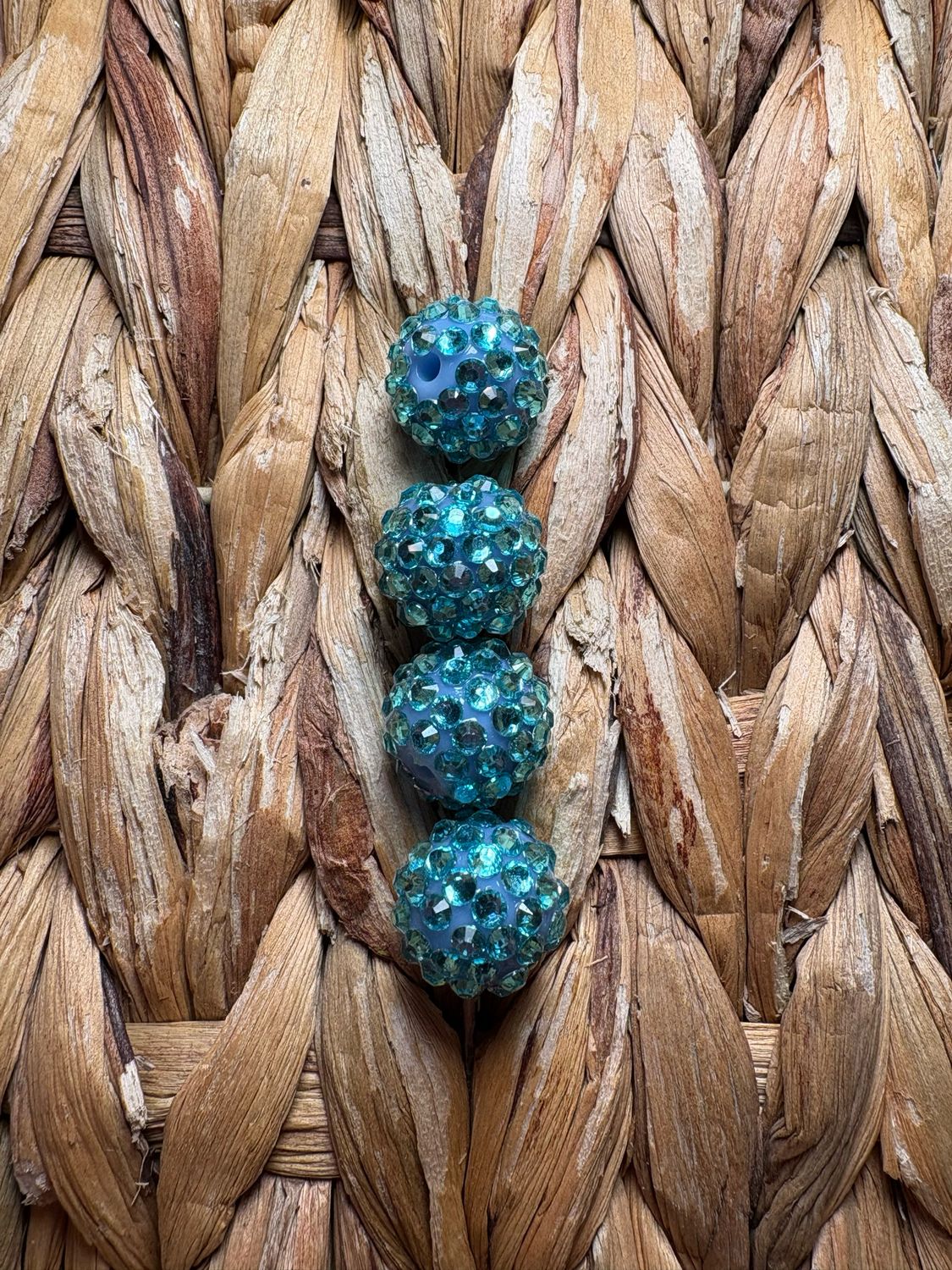 Ocean Blue 15mm Rhinestone Beads