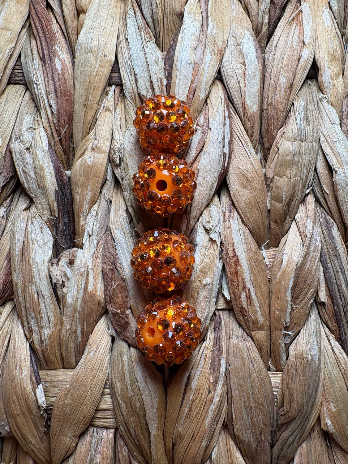 Orange 15mm Rhinestone Beads