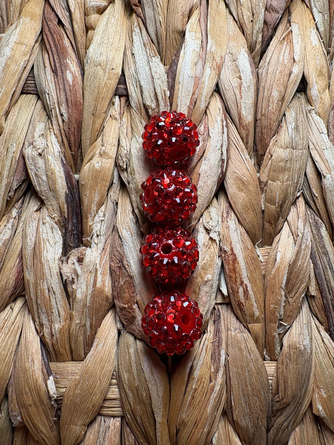 Red 15mm Rhinestone Beads