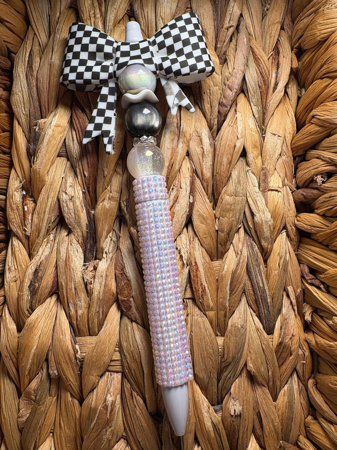 White Bow Rhinestone Pen