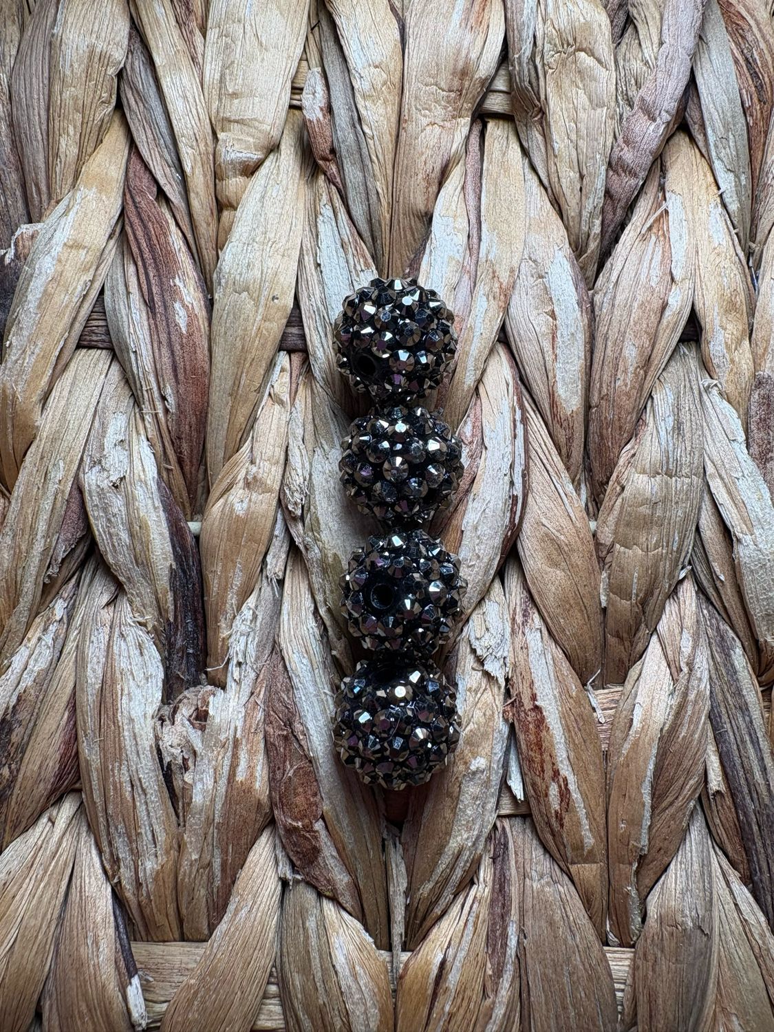 Black 15mm Rhinestone Beads