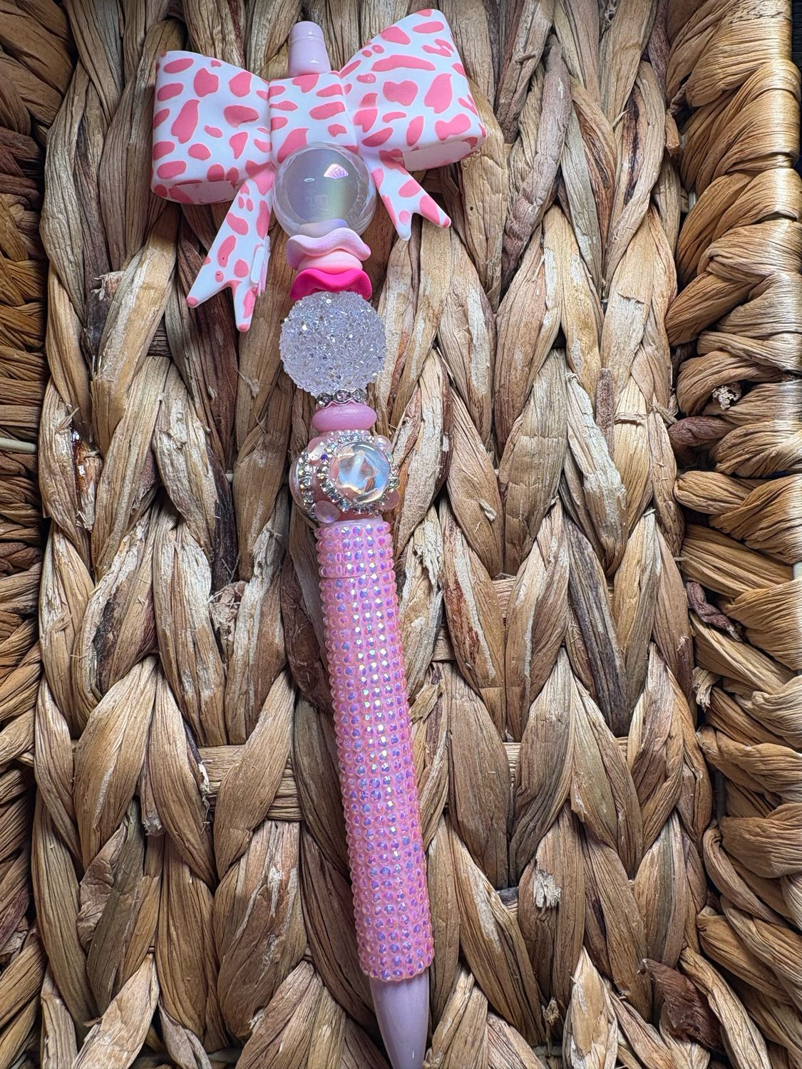 Light Pink Bow Rhinestone Pen