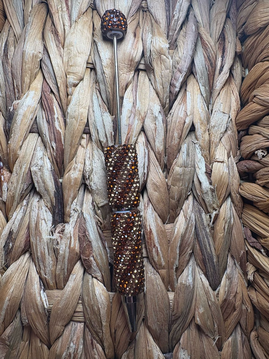 Brown Swirl Rhinestone Pen