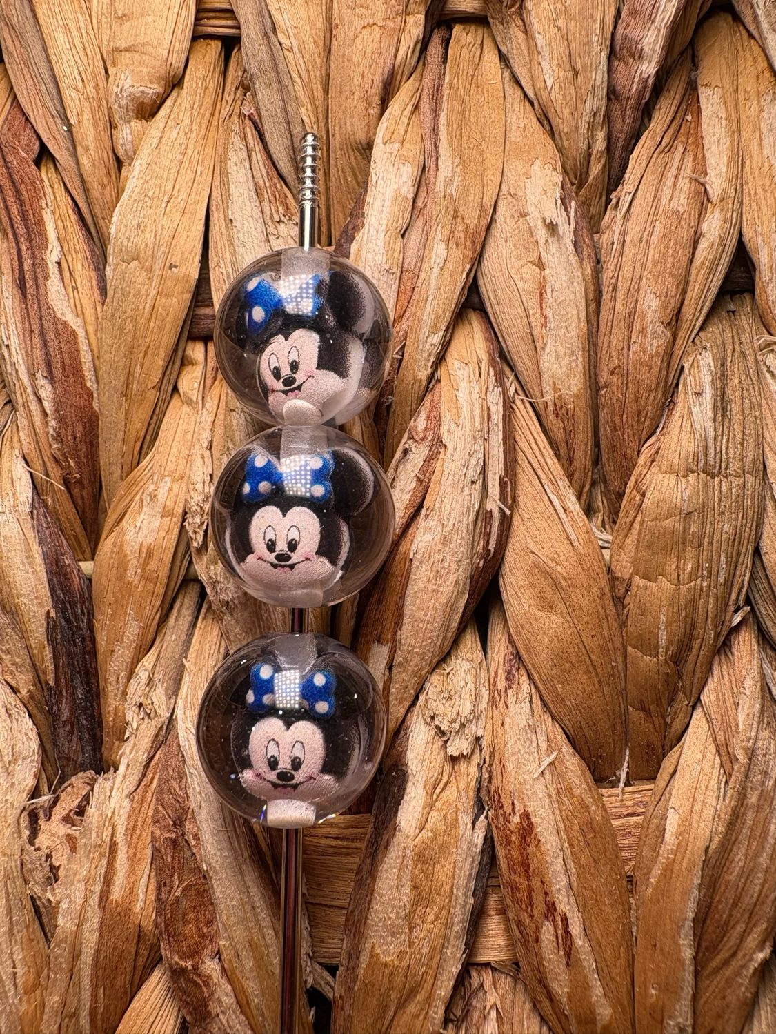 15mm Girl Mouse Blue Bow Character Bead 