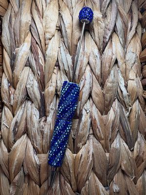 Blue Swirl Rhinestone Pen