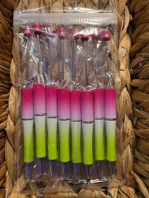 Pink &amp; Green Ombre Glitter Pens-8pc