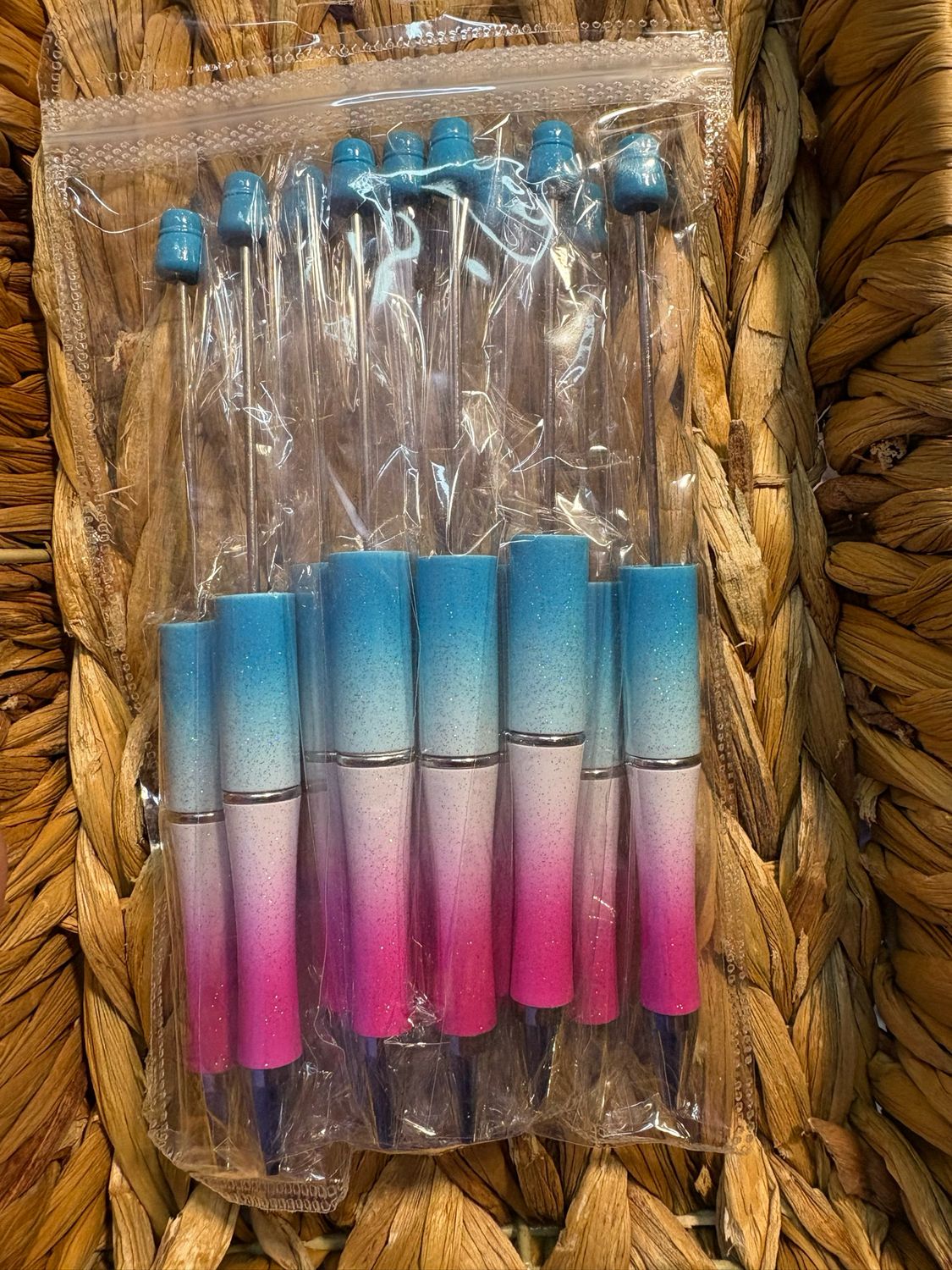 Pink &amp; Blue Ombre Glitter Pens-8pc