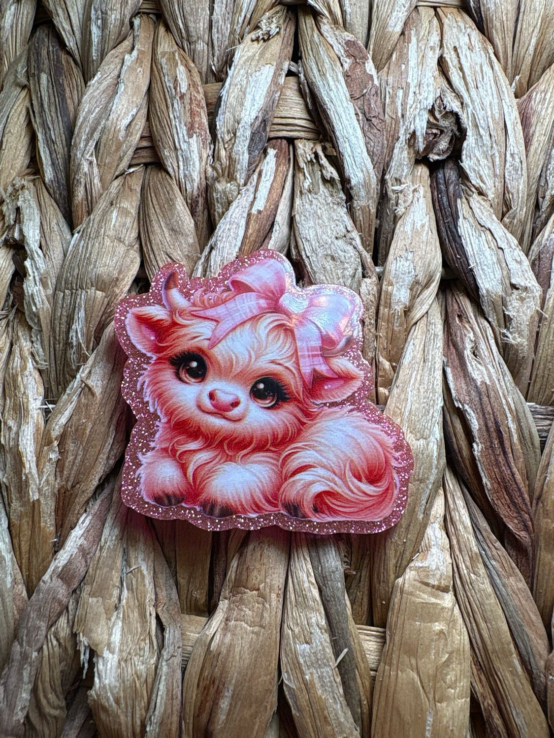 Cow Pink Bow Acrylic Flatback 