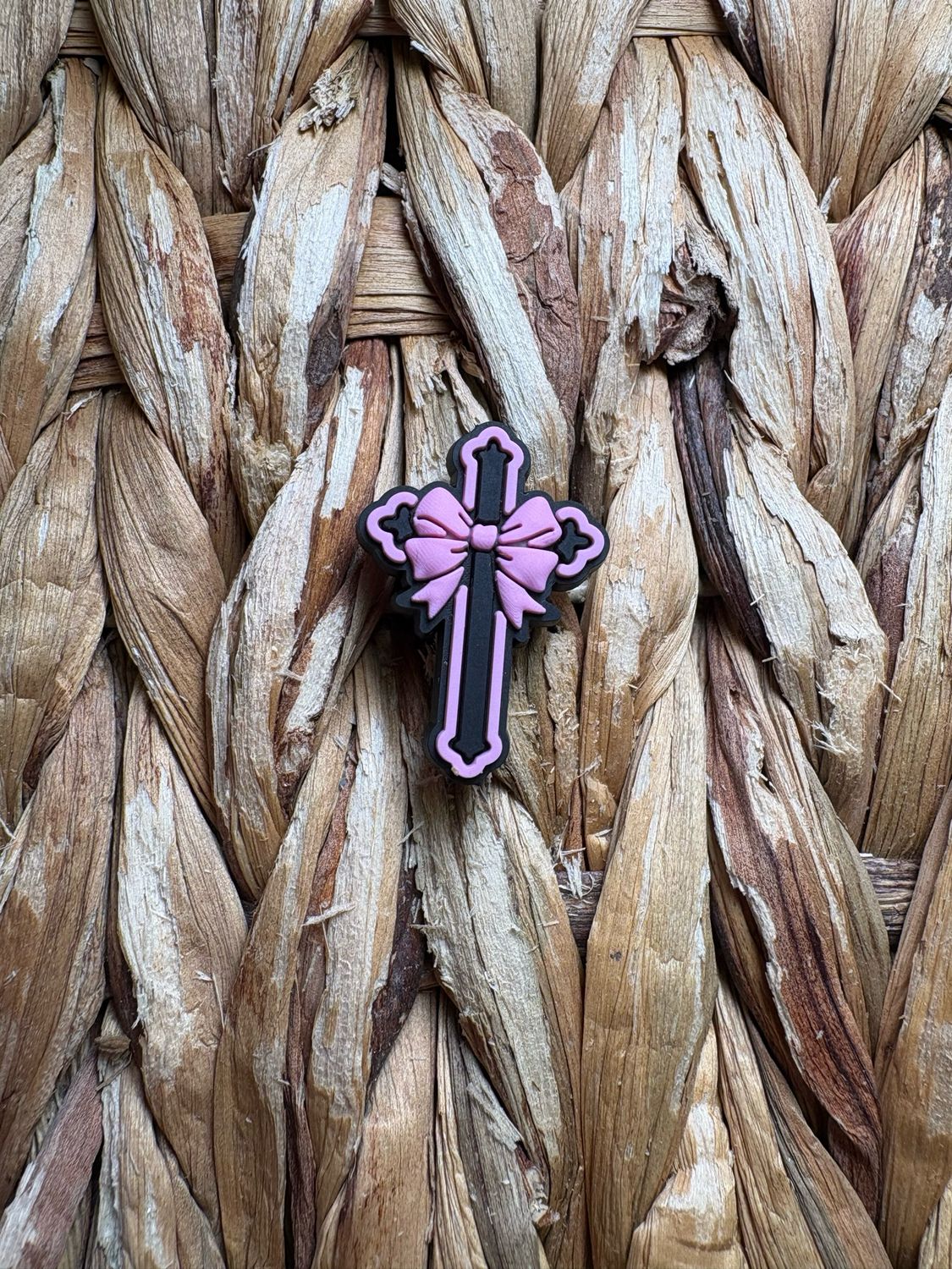 Black Cross Pink Bow Focal