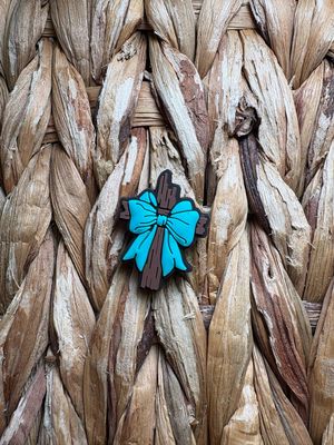 Brown Cross Teal Bow Focal