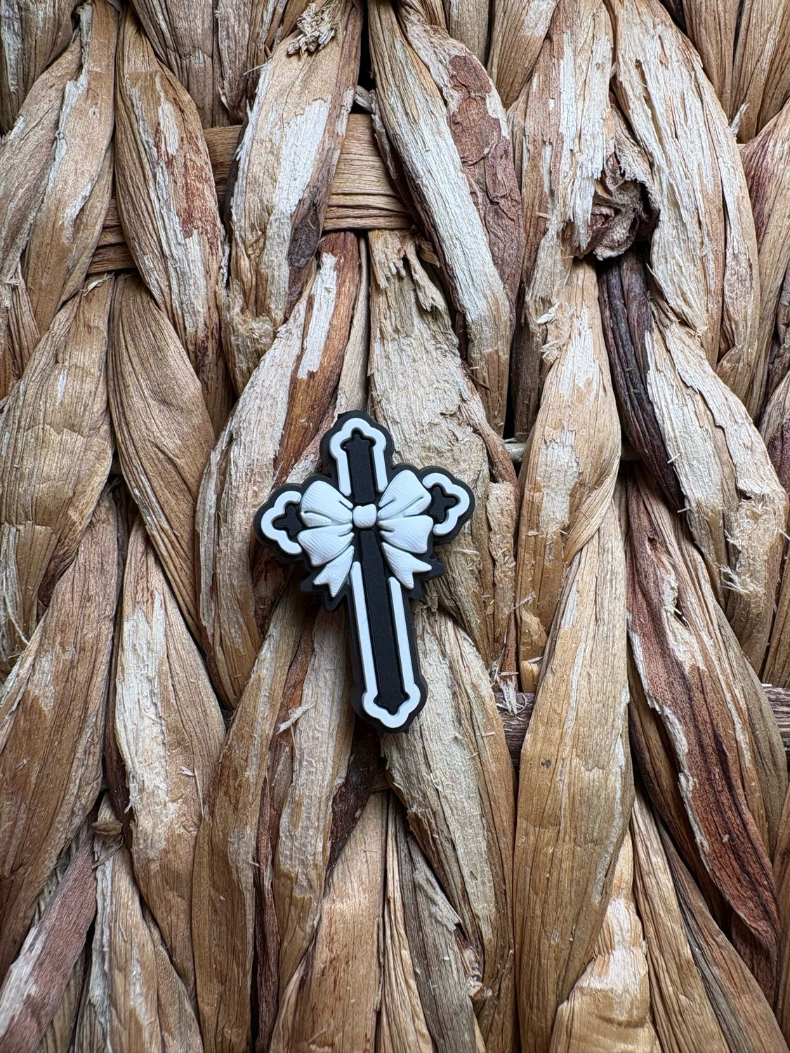 Black Cross White Bow Focal