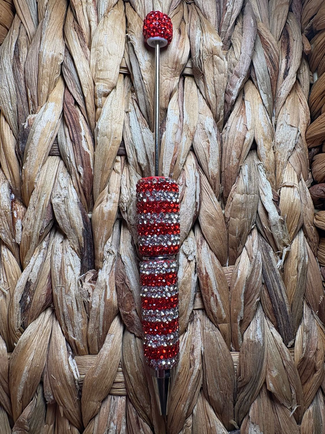 Red Stripped Rhinestone Pen
