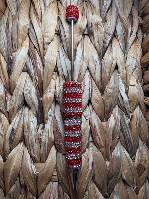 Red Stripped Rhinestone Pen