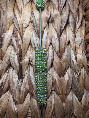 Green Stripped Rhinestone Pen