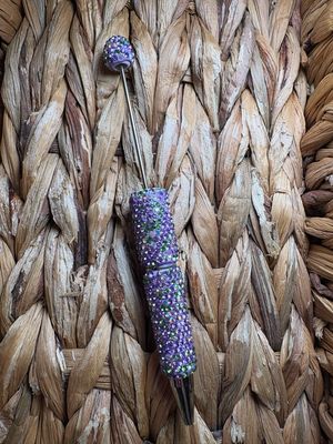 Purple &amp; Green Rhinestone Pen