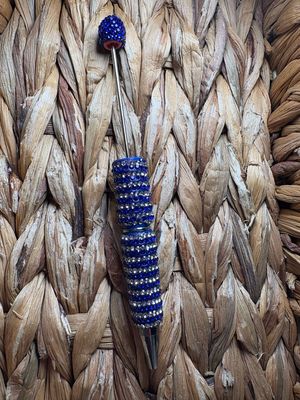 Dark Blue Stripped Rhinestone Pen