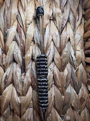 Black Stripped Rhinestone Pen