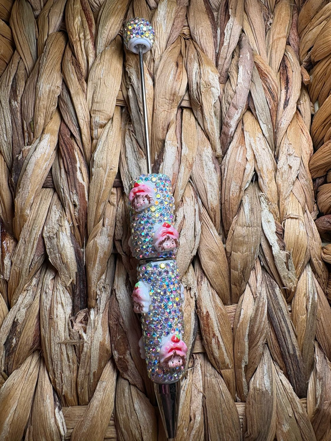 Strawberry Girl Head Rhinestone Pen