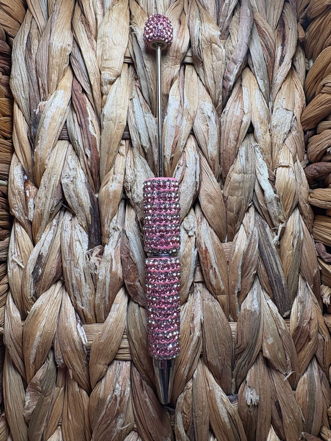 Pink Stripped Rhinestone Pen