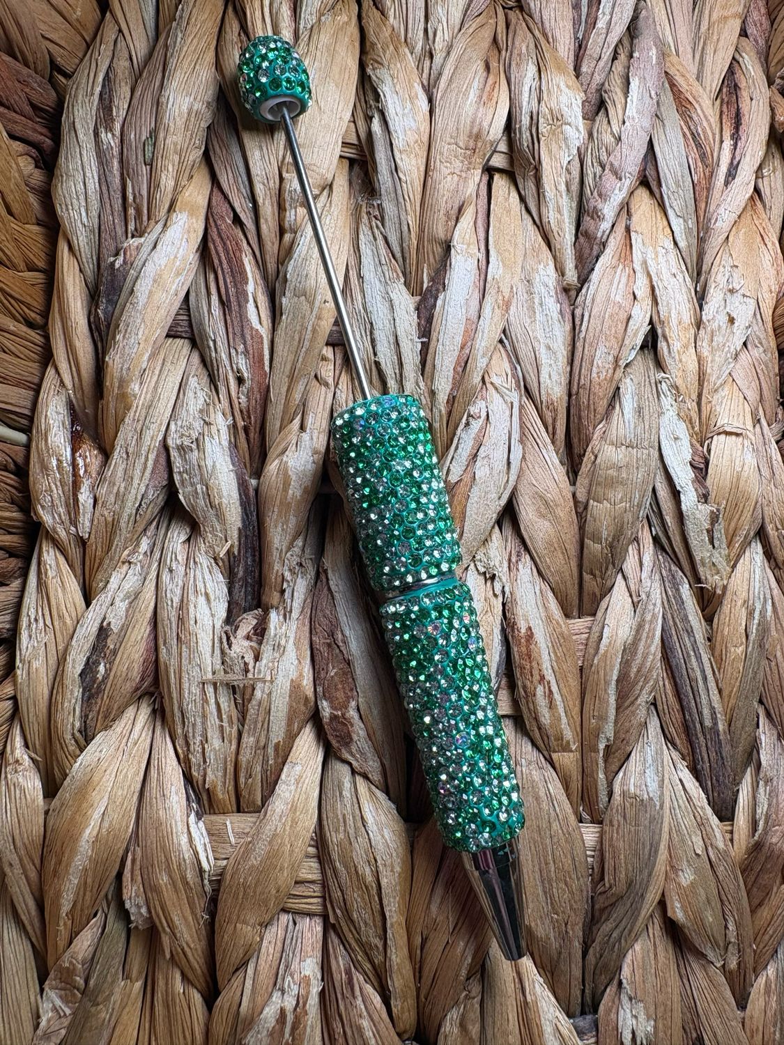 Green &amp; Silver Rhinestone Pen