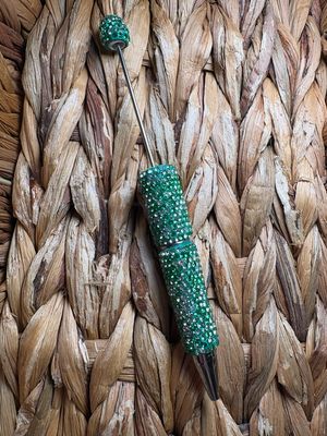 Green &amp; Silver Rhinestone Pen