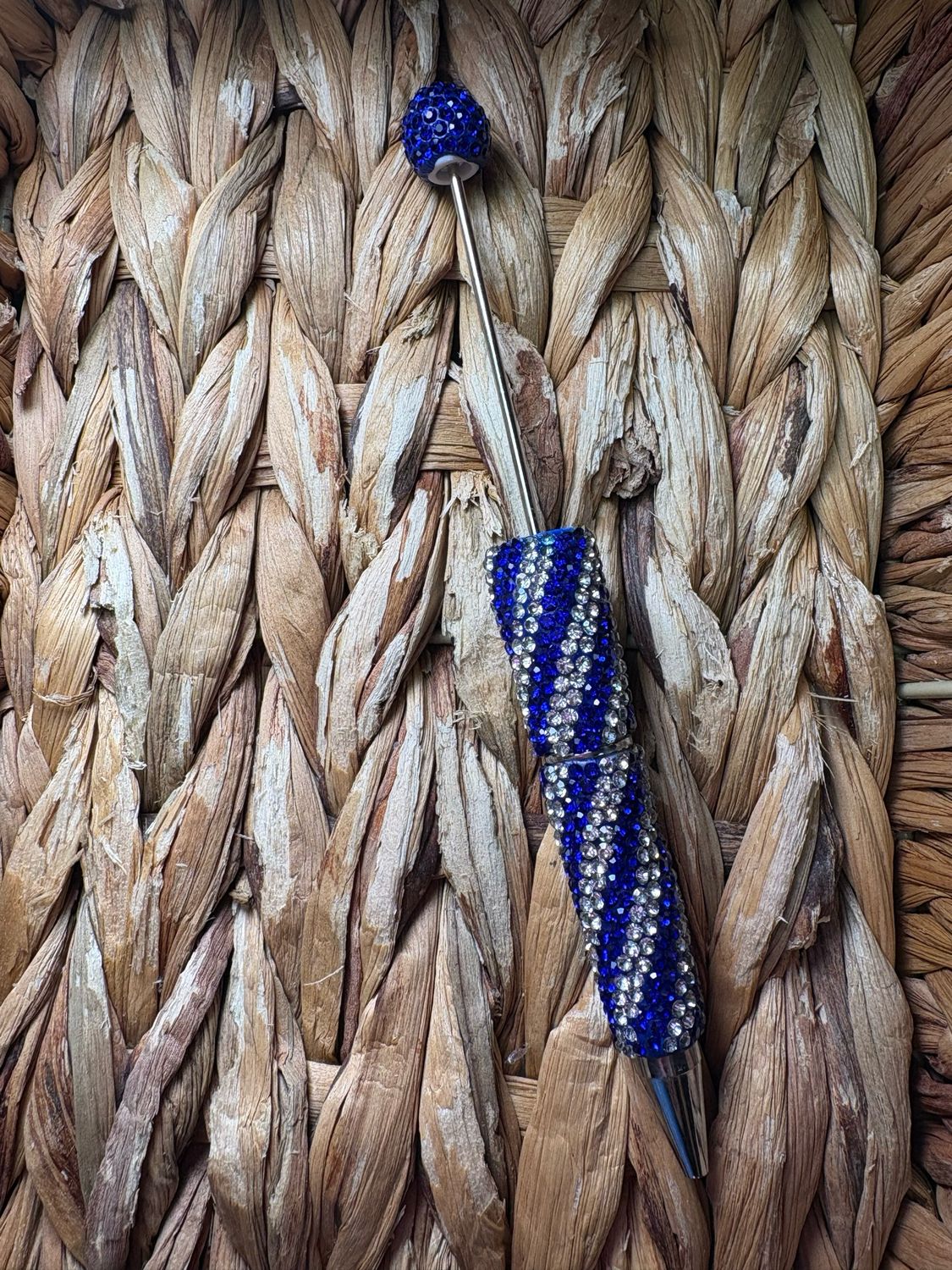 Dark Blue Swirl Rhinestone Pen