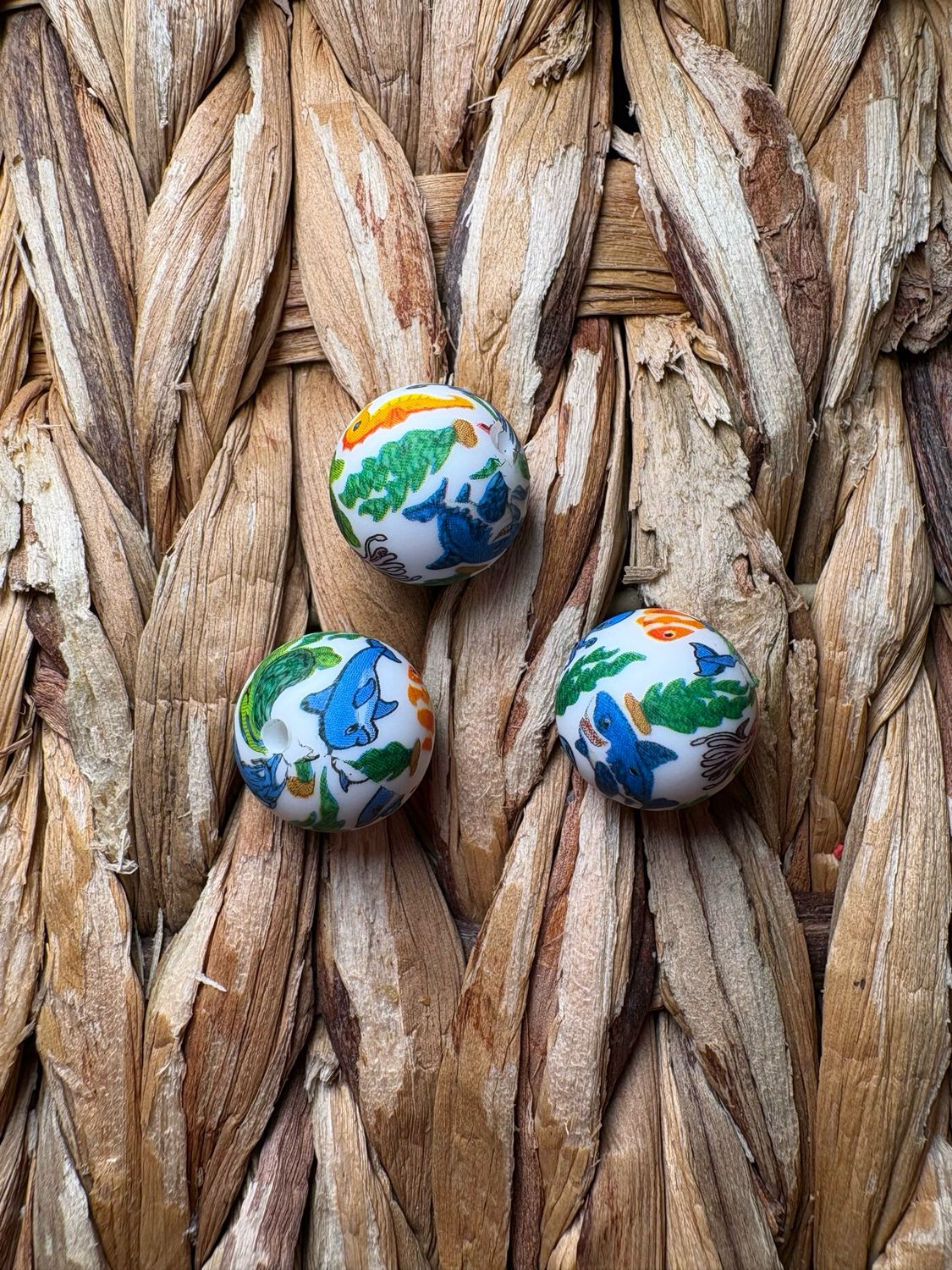 UnderWater Printed Silicone Bead 15mm