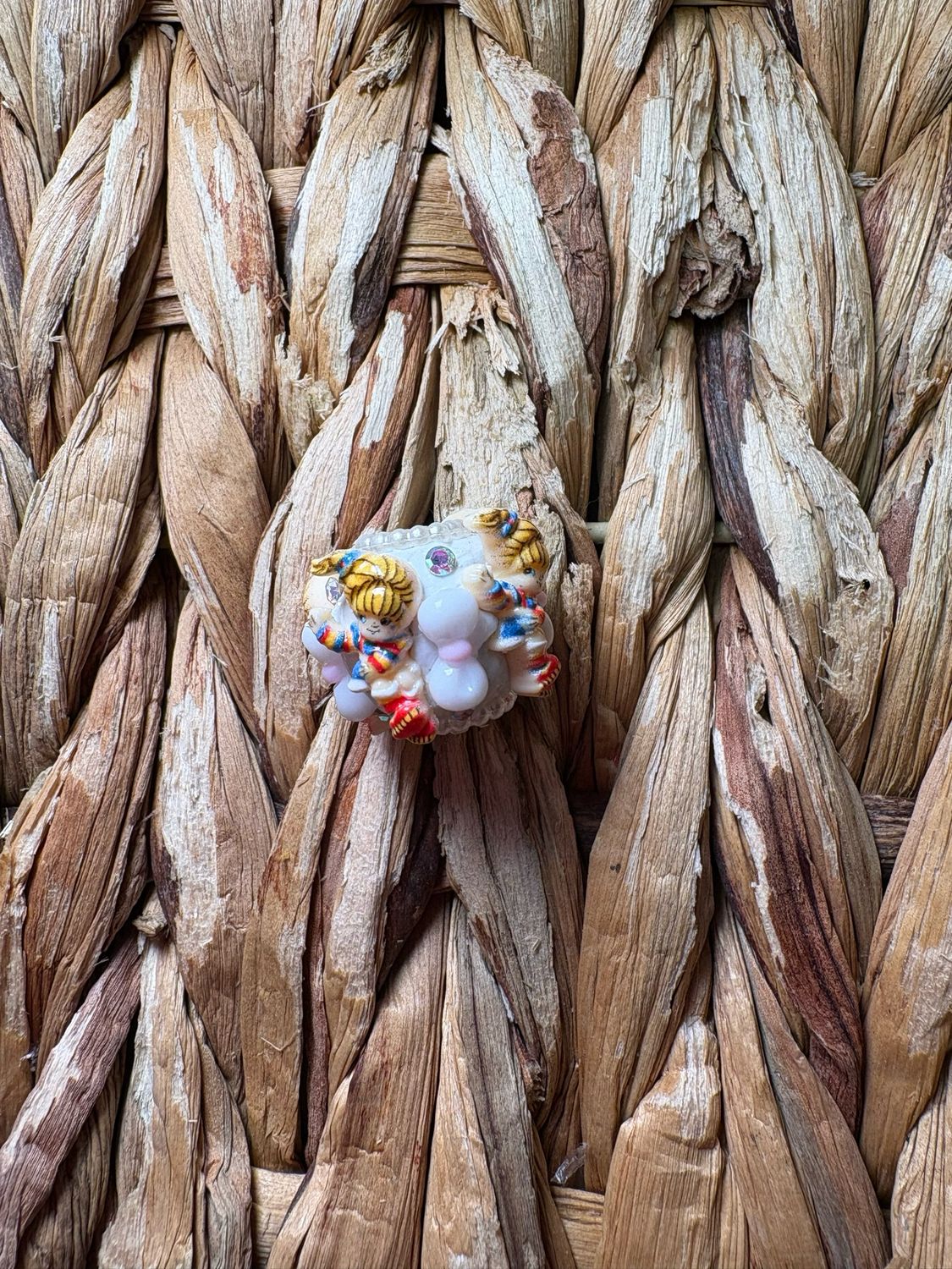 Rainbow Girl Clay Specialty Bead White Dancing