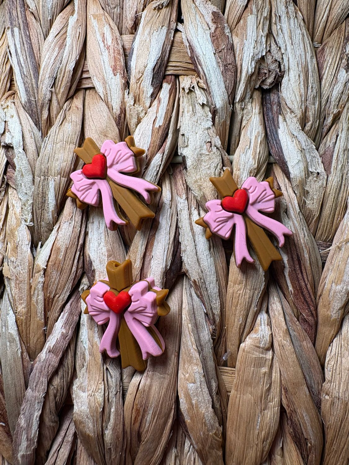 Cross with Pink Bow &amp; Heart 3d Focal