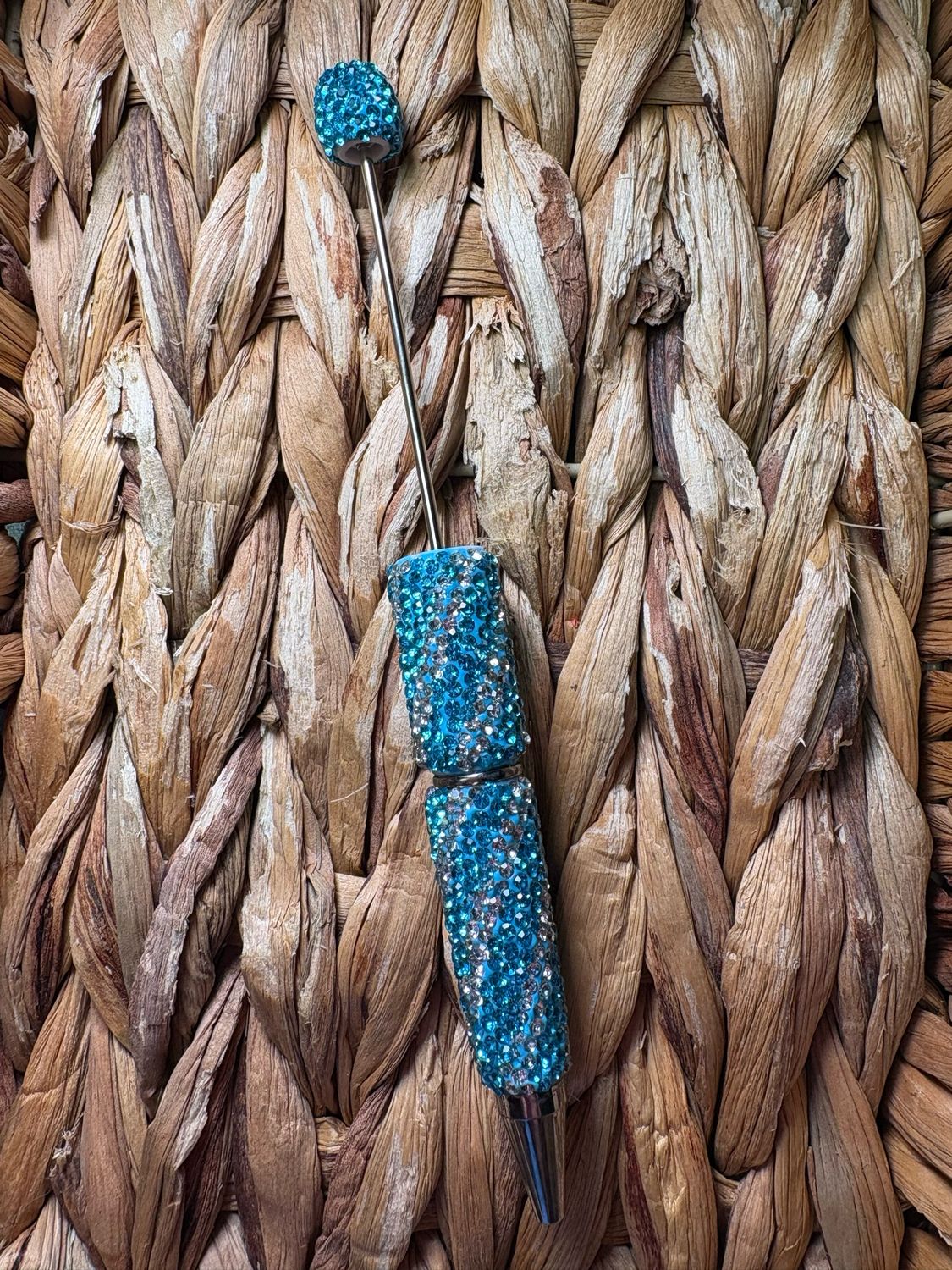 Light Blue Swirl Rhinestone Pen